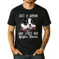 Just a Woman Who Loves Her Boston Terrier Cute Dog Mom Men's Casual T-Shirt Black