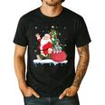 Santa Ugly Christmas Tree Lights Boston Terrier Dog Lover Men's Casual T-Shirt Black