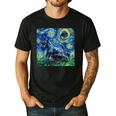 Scottish Terrier Starry Night Scotty Dog Art By Aja Men's Casual T-Shirt Black