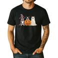 Spooky Ghost Boston Terrier Pumpkin Halloween Dog Lover Men's Casual T-Shirt Black