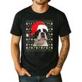 Ugly Xmas Sweater Santa Boston Terrier Dog Christmas For Men Women Kids Men's Casual T-Shirt Black