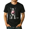 Vintage Boston Terrier Blowing Bubble Gum American Gentleman Men's Casual T-Shirt Black
