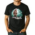 Whimsical Forest Adventures Sasquatch Bigfoot Walking Boston Terrier Dog Lovers Men's Casual T-Shirt Black