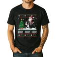 Xmas Tree Lighting Santa Riding Boston Terrier Christmas Men's Casual T-Shirt Black