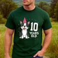 10 Years Old Birthday Boston Terrier Dog Lover 10th Party For Men Women Kids Men's Casual T-Shirt Forest
