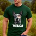 4th July Blue Heeler Dog Merica Patriotic USA Flag Cute Men's Casual T-Shirt Forest