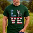 4th Of July Decor Patriotic LOVE Boston Terrier USA Flag Men's Casual T-Shirt Forest