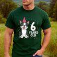 6 Years Old Birthday Boston Terrier Dog Lover 6th Party Kid Men's Casual T-Shirt Forest