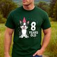 8 Years Old Birthday Boston Terrier Dog Lover 8th Party Kid Men's Casual T-Shirt Forest