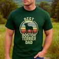 Best Dog Father Dad Vintage Boston Terrier For Men Women Men's Casual T-Shirt Forest