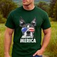Boston Terrier 4th Of July Merica Men Women USA Flag Vintage Men's Casual T-Shirt Forest