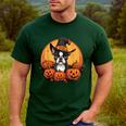 Boston Terrier Bostie Dog Breed Pet Halloween Pumpkins Men's Casual T-Shirt Forest