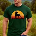 Boston Terrier Bostie Sunset Retro Dog Pet Mom Dad Men's Casual T-Shirt Forest