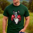 Boston Terrier Boxing Men's Casual T-Shirt Forest