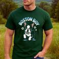 Boston Terrier Boy Cute Cartoon Dog Owner Pet Boston Terrier Men's Casual T-Shirt Forest