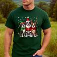 Boston Terrier Christmas Dogs Santa Reindeer Elf Men's Casual T-Shirt Forest