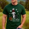 Boston Terrier Christmas T Shirt-Life Is Merrier Premium Tri-Blend Men's Casual T-Shirt Forest