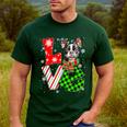 Boston Terrier Christmas Tree Lights Santa Dog Xmas For Men Women Kids Men's Casual T-Shirt Forest