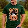 Boston Terrier Costume On Pumpkin Halloween Boston Terrier Men's Casual T-Shirt Forest
