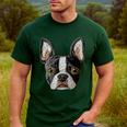 Boston Terrier Cute Puppy Face Dog Lover Pet Owner Men's Casual T-Shirt Forest