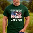 Boston Terrier Dad American Flag 4th Of July Dog Fathers Day Men's Casual T-Shirt Forest
