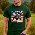 Boston Terrier Dog 4th Of July USA American Flag Patriotic Men's Casual T-Shirt Forest