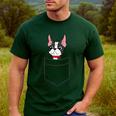 Boston Terrier Dog In The Pocket Boston Terrier For Men Women Girls Kids Men's Casual T-Shirt Forest