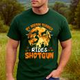 My Boston Terrier Dog Rides Shotgun Witch Halloween Men Women Men's Casual T-Shirt Forest