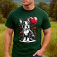 Boston Terrier Dog Valentine's Day Dog Owner Men's Casual T-Shirt Forest