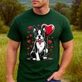 Boston Terrier Dog Valentine's Day Dog Owner Valentine Men's Casual T-Shirt Forest