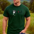 Boston Terrier EKG Heartbeat Heart Line Dog Lovers Men's Casual T-Shirt Forest