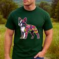 Boston Terrier Floral Dog Lover Vintage Distressed For Men Women Kids Men's Casual T-Shirt Forest