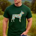 Boston Terrier Flower Silhouette Floral Dog Men Women Girls Kids Men's Casual T-Shirt Forest