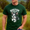 Boston Terrier Girl Cute Cartoon For Dog Owners Pet Terrier Men's Casual T-Shirt Forest