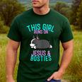 Boston Terrier This Girl Runs On Jesus And Boston Terriers Men's Casual T-Shirt Forest