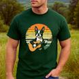 Boston Terrier Guitar Retro Men's Casual T-Shirt Forest