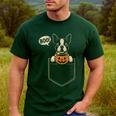 Boston Terrier Halloween Cute Bostie Dog Pocket Boo Men's Casual T-Shirt Forest