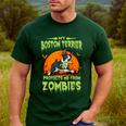 Boston Terrier Halloween Zombie American Gentleman Dog Lover Men's Casual T-Shirt Forest