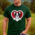 Boston Terrier Heart Cute Puppy Lover Or Dog Owner Men's Casual T-Shirt Forest