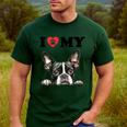 Boston Terrier I Heart My Dog Dog Lover Men's Casual T-Shirt Forest