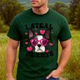 Boston Terrier Heart Glasses Girls Bostie Valentines Day Men's Casual T-Shirt Forest