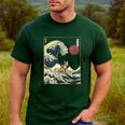 Boston Terrier Japanese Kanagawa Wave Surf Dog Men's Casual T-Shirt Forest