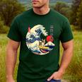 Boston Terrier Japanese Kanagawa Wave Surf Loyal Dog Men Women Kids Men's Casual T-Shirt Forest