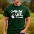 Boston Terrier Lover Coffee And Boston Terriers Men's Casual T-Shirt Forest