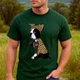 Boston Terrier Lover I Love Mom Tattoo Leopard Men's Casual T-Shirt Forest