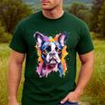 Boston Terrier Lover Pop Art Color Boston Terrier Dog For Men Women Girls Kids Men's Casual T-Shirt Forest