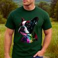Boston Terrier Lovers Colorful Pop Art Boston Terrier Men's Casual T-Shirt Forest