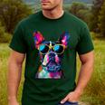 Boston Terrier Lovers Pop Art Boston Terrier Men's Casual T-Shirt Forest