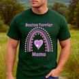 Boston Terrier Mama Cute Rainbow Paw Heart Shape Men's Casual T-Shirt Forest