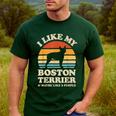 I Like My Boston Terrier And Maybe Like 3 People Dog Lover Men's Casual T-Shirt Forest